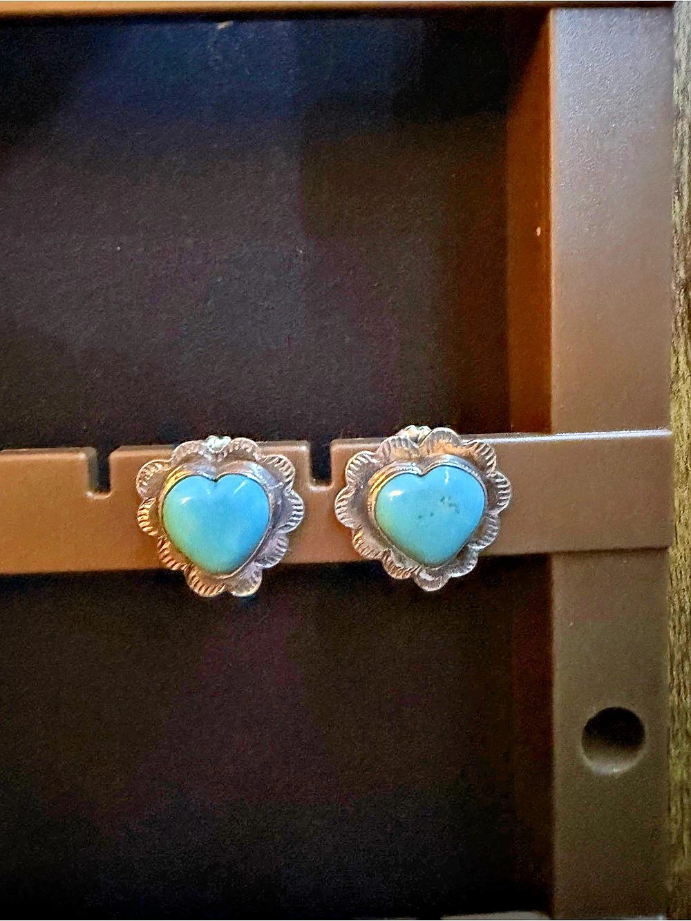 Federico Jimenez Sterling Silver Turquoise Heart Clip-On Earrings Turquoise